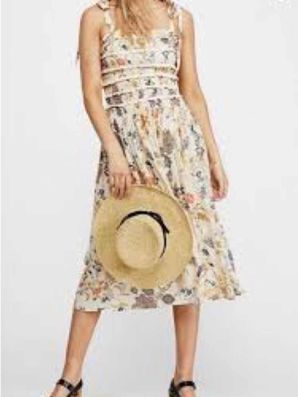 Free People Isla Floral Print Midi Dress Large